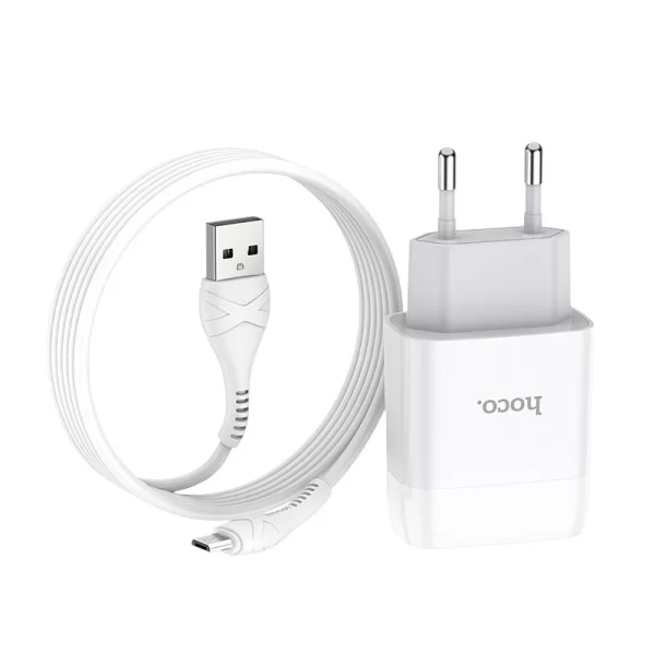 Incarcator de retea Hoco C73A Glorious + Cablu Micro USB (2.4A) [White]